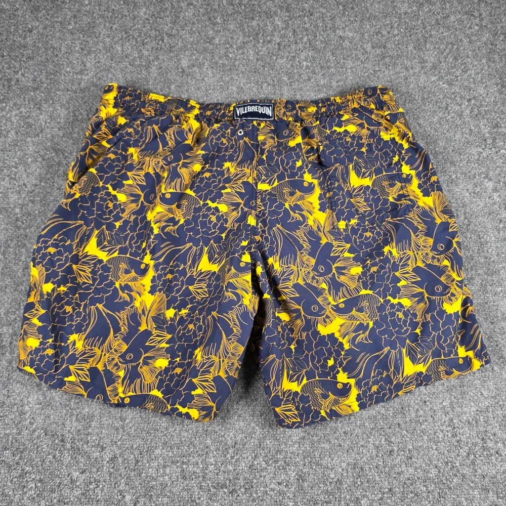 Vilebrequin Moorea Swim Trunks Mens 5XL Blue Yellow Fish MONC1B05 105